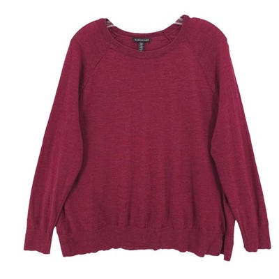 EILEEN FISHER Extra Fine Merino Wool Crewneck Sweater Cherry Red Size LARGE