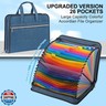 SEEKIND Heavy Duty Accordian File Organizer with Handle,26 Pockets Expanding File Folder, Portable Cloth Document Organizer Accordion File Keeper for Letter Size / A4 File, for Office, School-Teal …