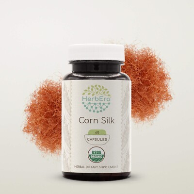 HerbEra Corn Silk 60/120 Capsules, 500 mg, Organic (Zea Mays)