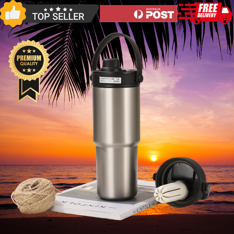 Silver 316 Stainless Steel Insulated 730Ml Ceramic Liner Tumbler with Straw