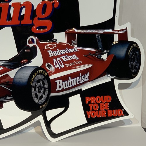 Vintage 1995 Budweiser Racing Metal Sign FORMULA 1 INDY # 40  Checkered Flag