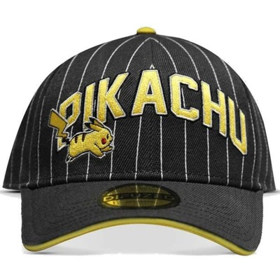 Difuzed Unisex Adult Pikachu Pokémon Snapback Baseball Hat Cap Black Striped