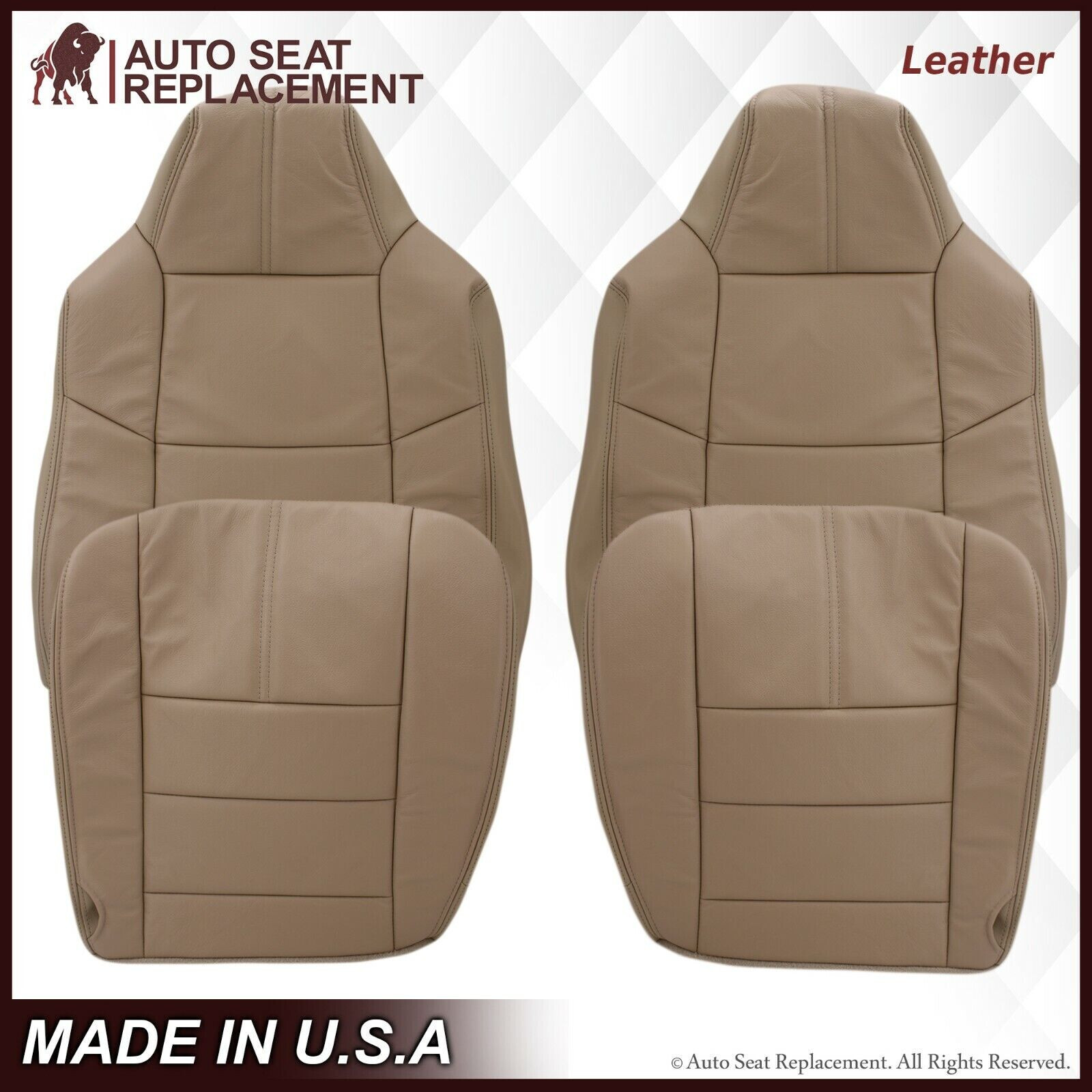 For 2008 2009 2010 Ford F250 F350 F450 F550 Lariat Leather Seat Covers Camel Tan