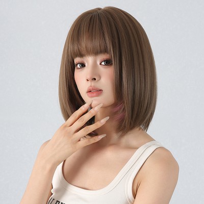 Women's   Cute Bob  with Bangs Inward Bob Straight  Trendy Z4V9
