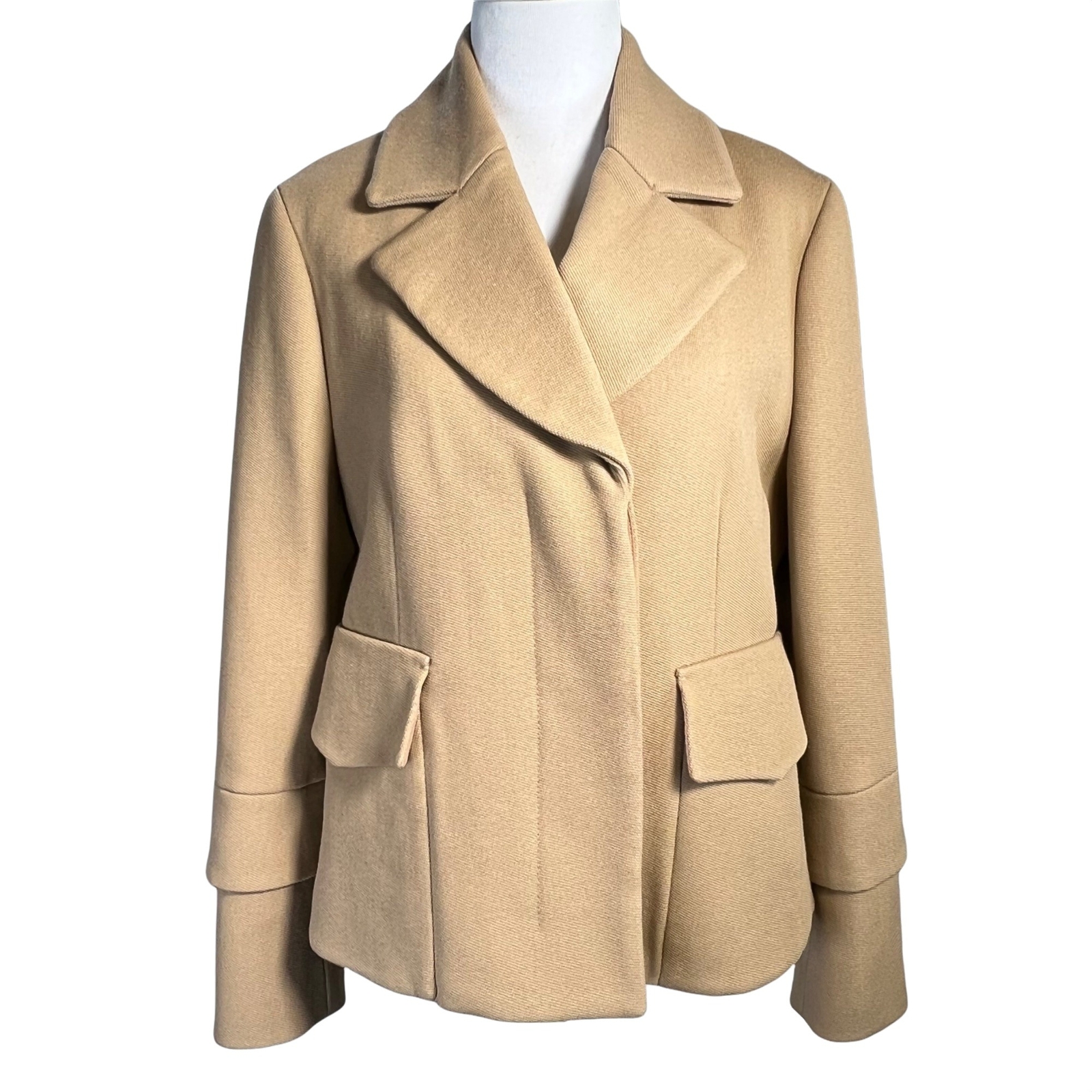 3.1 Phillip Lim Jacket Womens 10 Tan Wool Layered Sleeves