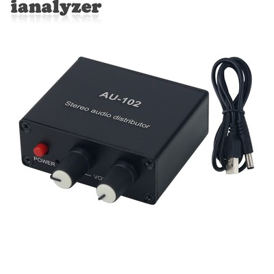 AU-102 Stereo Audio Distributor Audio Splitter Box Supporting 1 Input 2 Outputs