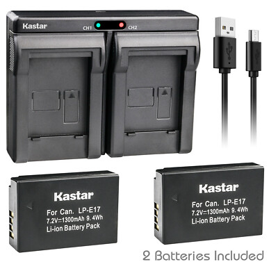 Kastar 2 LP-E17 Battery + Charger For Canon EOS M3 M5 750D 760D T6i T6s 800D X9i