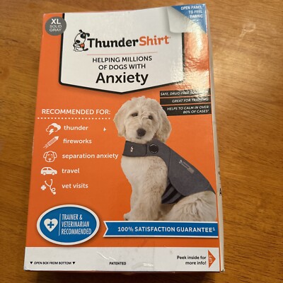 Thundershirt Dog XL 65 110 lbs Solid Gray Anxiety Thunder Fireworks