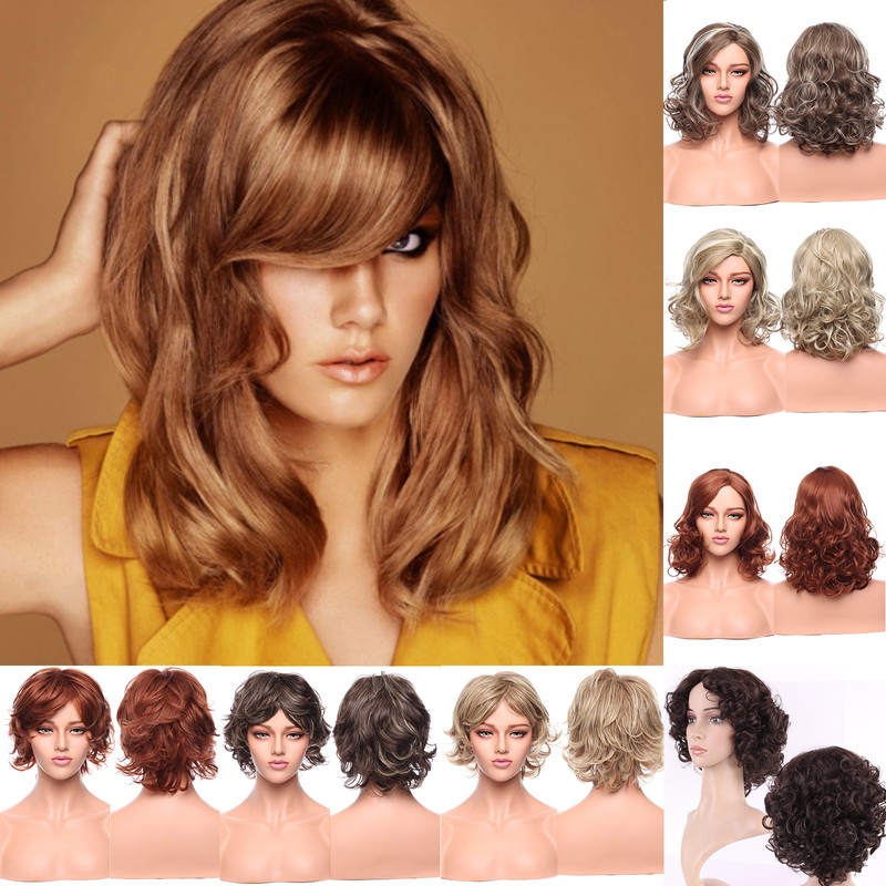 Full Wig Brown Blonde Ombre Synthetic Hair Glueless Curly St
