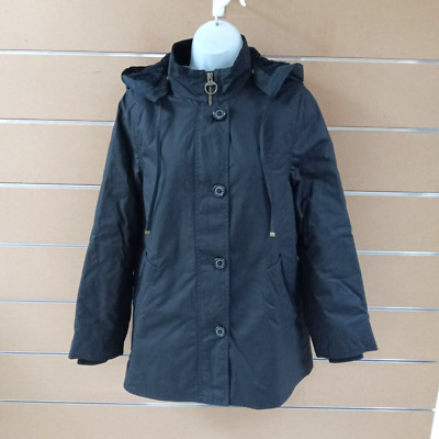 Barbour Stoneleigh Waxed Cotton Women's Jacket with Hood LWX1208BK71 Black US 6