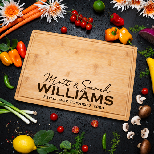 Custom Engraved Personalized Bamboo Cutting Board Wedding Cute Housewarming Gift