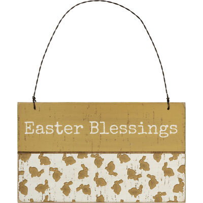 PBK Spring Decor - Easter Blessings Wood Debossed Small Sign Ornament