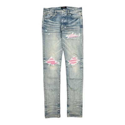 Pre-owned Amiri Mx1 Pink Ultrasuede Jeans Clay Indigo In Blue