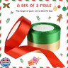 ASTARON Satin Ribbon for Christmas Crafts, 1 Inch, Red, Green, Gold Solid Color, DIY Hair Bows, Silk Ribbon for Gift Wrapping, Bouquets, Decorations
