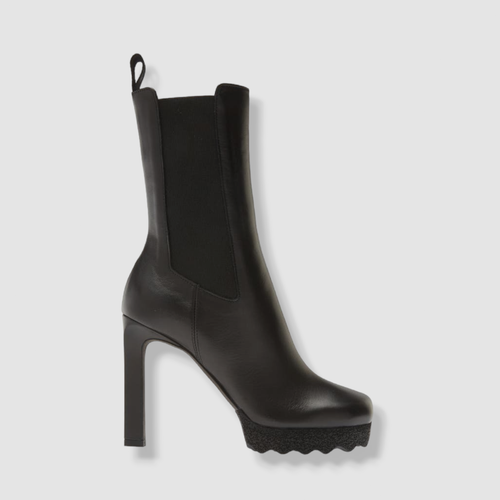 Pre-owned Off-white $1285 Off White Women's Black Sponge Sole High Chelsea Boot Size 37 Eu/7 Us