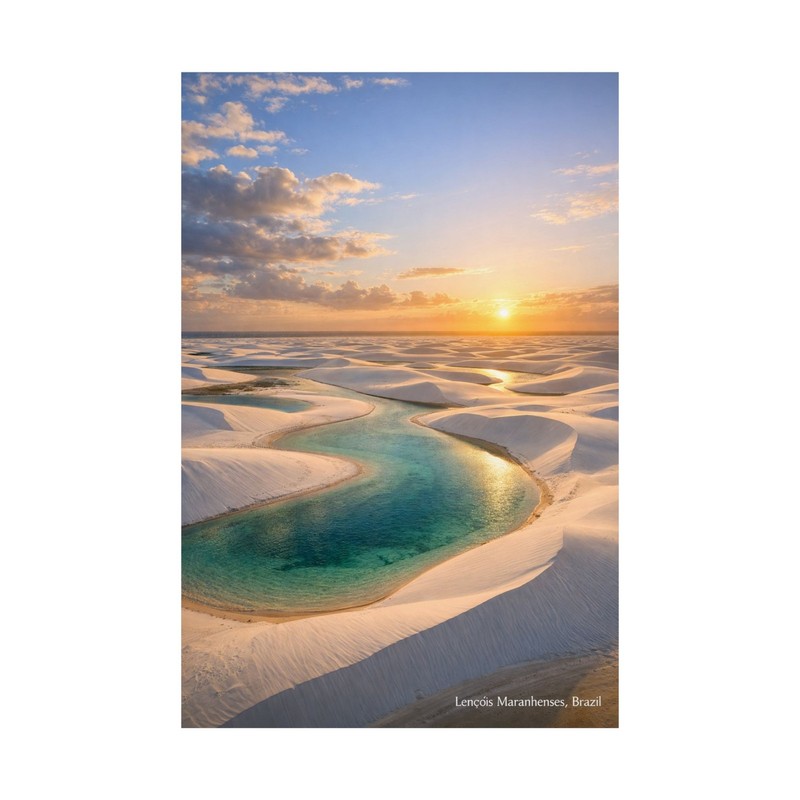 Lençóis Maranhenses sunrise Matte Poster | Brazil dunes lagoon wall