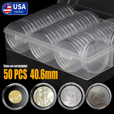 50Pcs Direct Fit Airtight 40.6mm American Silver Eagle 1Oz Coin Holders Capsules