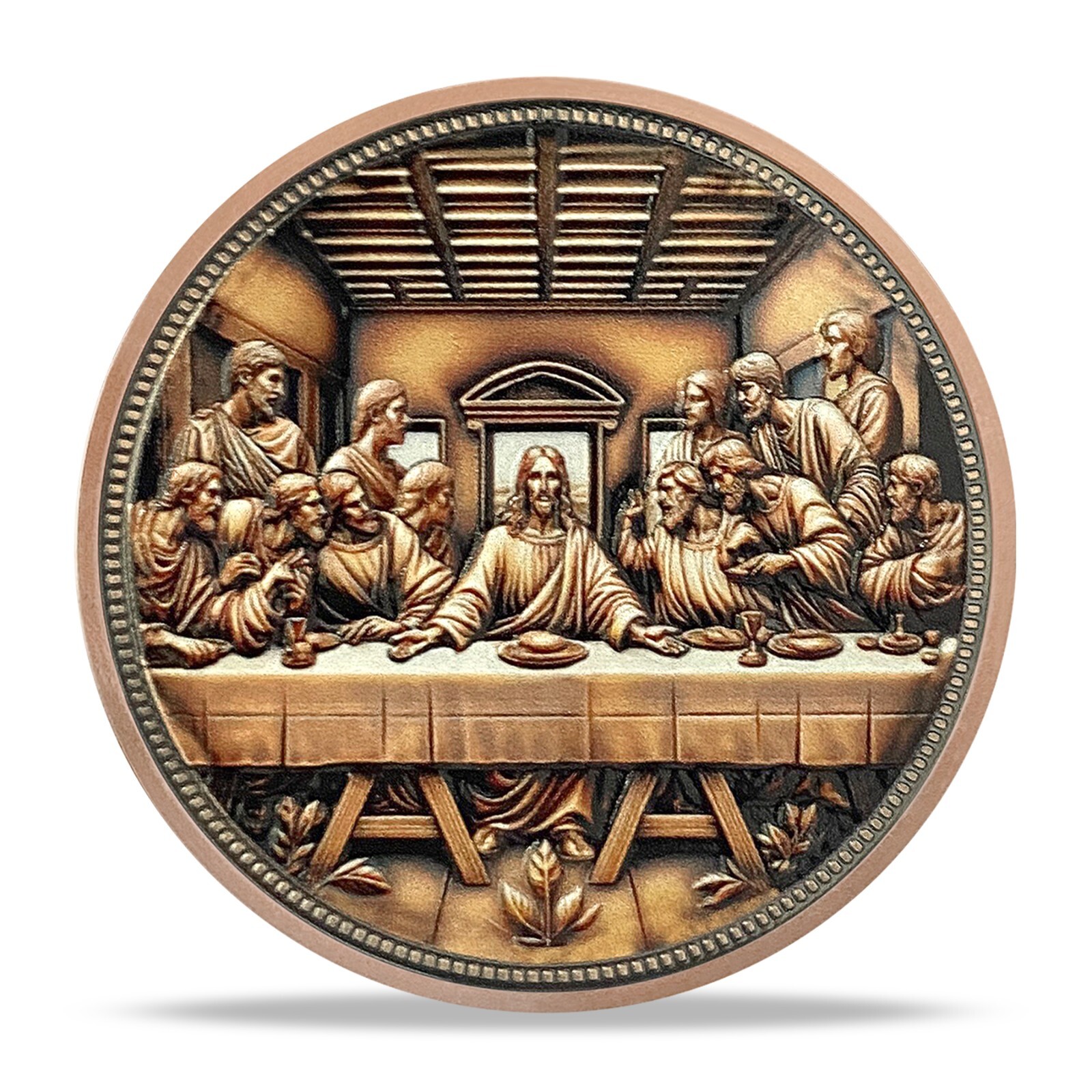 Jesus Christ & Last Supper Bronze Plated Religious Coin