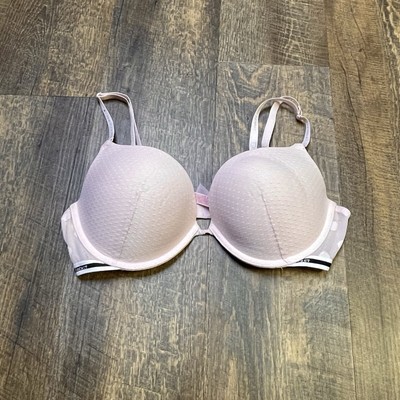 Victorias Secret Bra 38C Pink Lace Polka Dot Push Up Underwire Padded