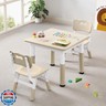 CuFun Kids Table and Chairs Set (2 Chairs) Height Adjustable for Ages 2-8 | Non-Slip Toddler Activity Table with Wipe-Clean Desktop, Montessori Learning and Art Drawing Table for Home Preschool