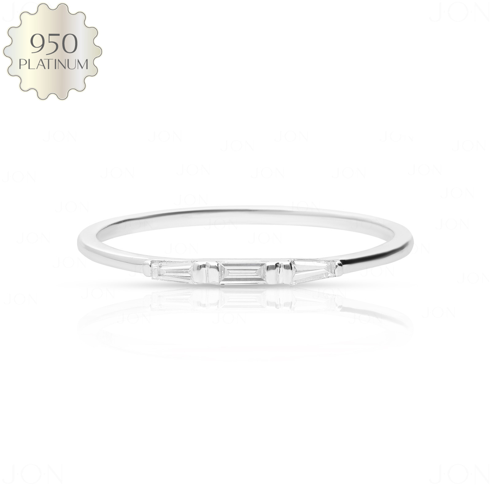 950 Platinum Natural 0.15 Ct Tapered Baguette Diamond Delicate Ring
