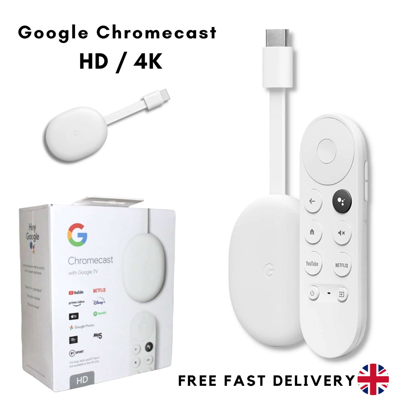 Google Chromecast with Google TV 4K Streaming Voice Remote Wireless Airplay UK Google Chromecast with Google TV 4K Streaming Voice Remote Wireless Airplay UK