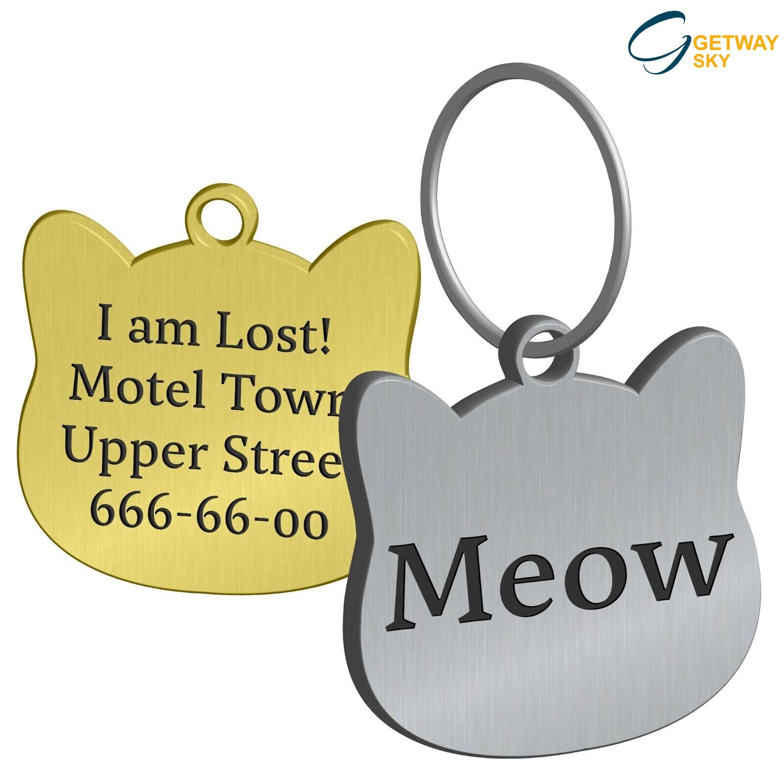 Personalised Cat ID Tag - Double-Sided Engraved Pet Collar Tag for Cats & Kitten
