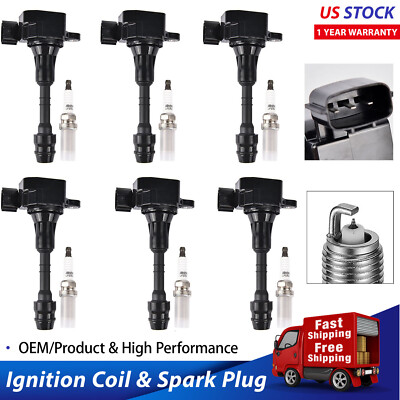 6 spark plugs and ignition coil packs UF349 For 05-11 Nissan Frontier Pathfinder