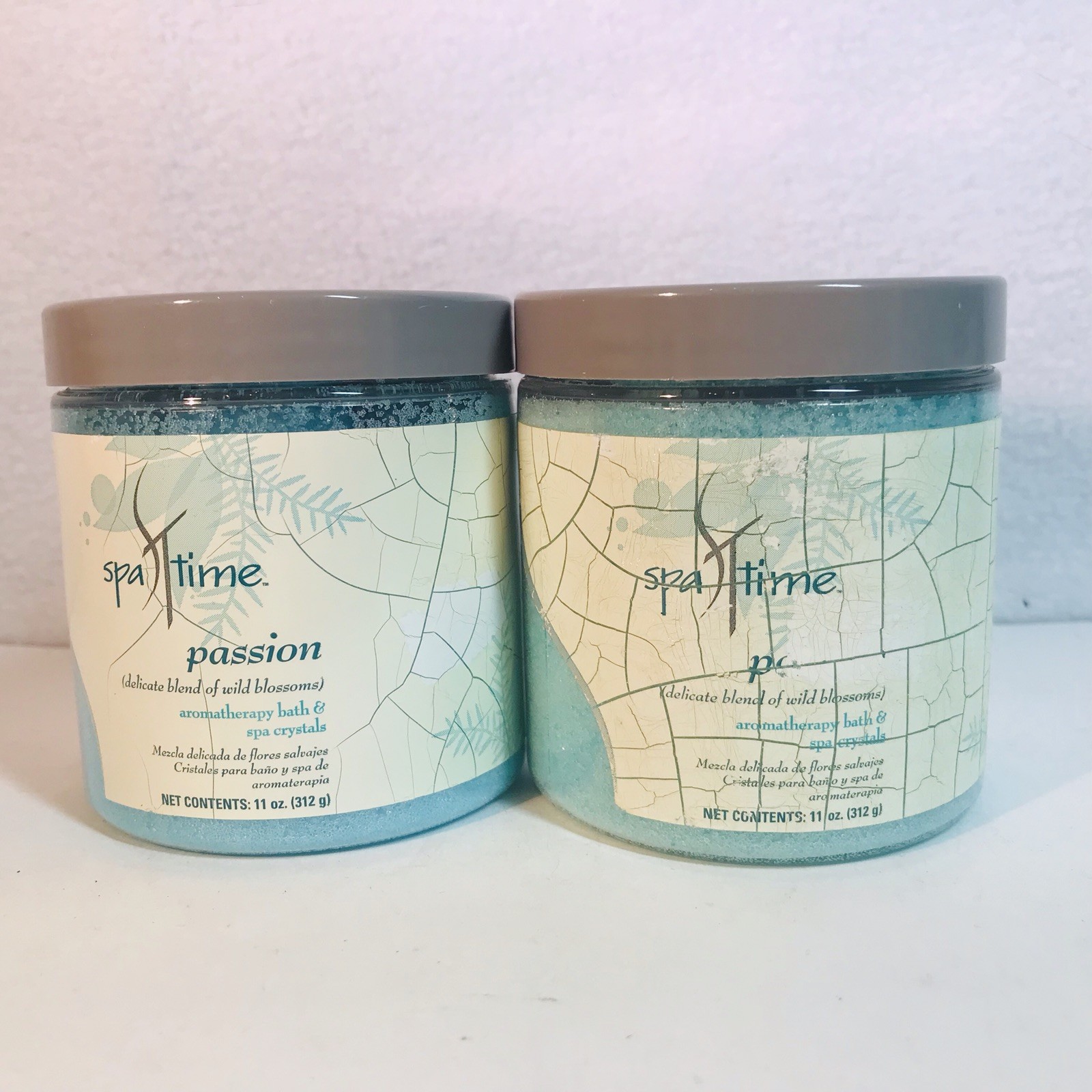 Lot of 2 Jars Spa Time Passion Aromatherapy Bath Spa Hot Tub Bath Crystals 11oz