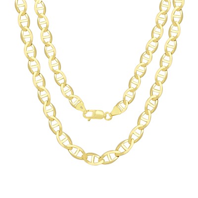 Pre-owned Nuragold 10k Yellow Gold Solid Womens 6mm Mariner Anchor Flat Link Chain Bracelet 7"