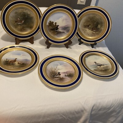 Antique Coalport Game Bird Plates 8.75 Set /6