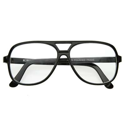 Retro 1980's Basic Square Aviator Clear Lens Glasses 8043