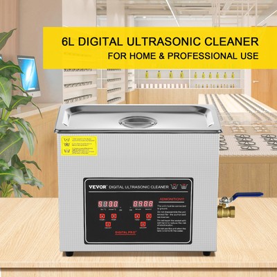 VEVOR 6L Ultrasonic Cleaner with Timer Heating Machine Digital Sonic Cleaner