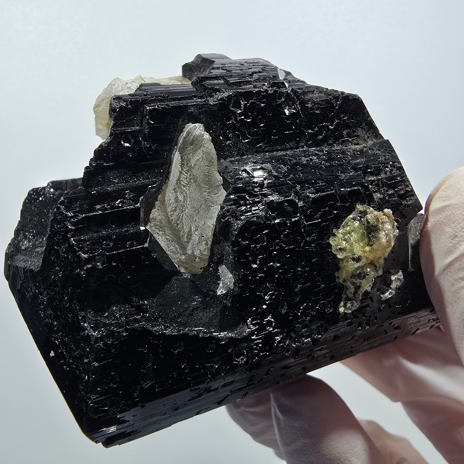 Schörl tourmaline, hyalite opal, smoky quartz stage Erongo, Namibia 72*57*44mm
