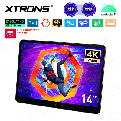 14'' Android 11 4+64G Car Headrest Monitor IPS Touch Screen Portrait Mode HDMI 4K