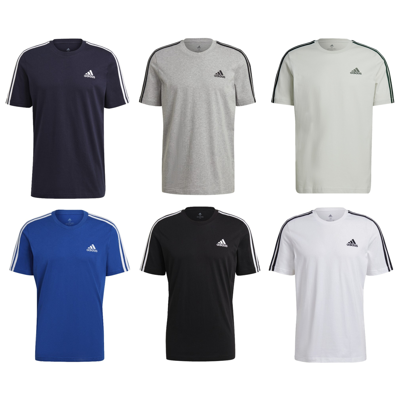 adidas T Shirt Rundhals Herren Männer 3 Streifen 100% Baumwolle schwarz  weiss | eBay.de