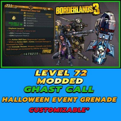 All Platforms Borderlands 3 Modded Ghast Call Grenade Level 72