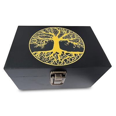 Tree of Life Keepsake Box, Black Wooden Storage Box - Decorative Wood Box for