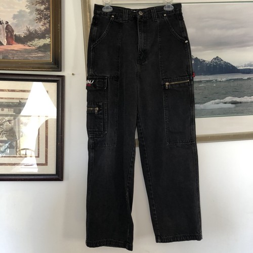 パンツ FUBU Double Knee Pocket Buggy jean Y2K FUBU Classic Dark Blue Double Knee Carpenter Jeans | Zumiez