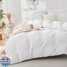 HYMOKEGE White Duvet Cover Queen Size, Ultra Soft 3-Piece Seersucker Duvet Cover Set with Zipper Closure, Soft Brushed Microfiber Bedding Set with 8 Corner Ties (90