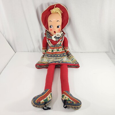 Celluliod Mask Face Dance with Me Boudoir Bed Doll 40's 50's Toy Red Blond Vtg