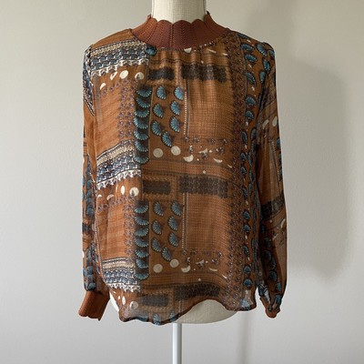 Molly Bracken Top Size Small Mock Neck Fall Long Sleeve 