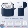 Dgege for Airpods 4th Generation Case Cover(2024),Soft Silicone Protective Case for AirPods 4 Case with Keychain and Care Accessory,Compatible with Apple Airpods 4 for Women,Men（Darkblue）