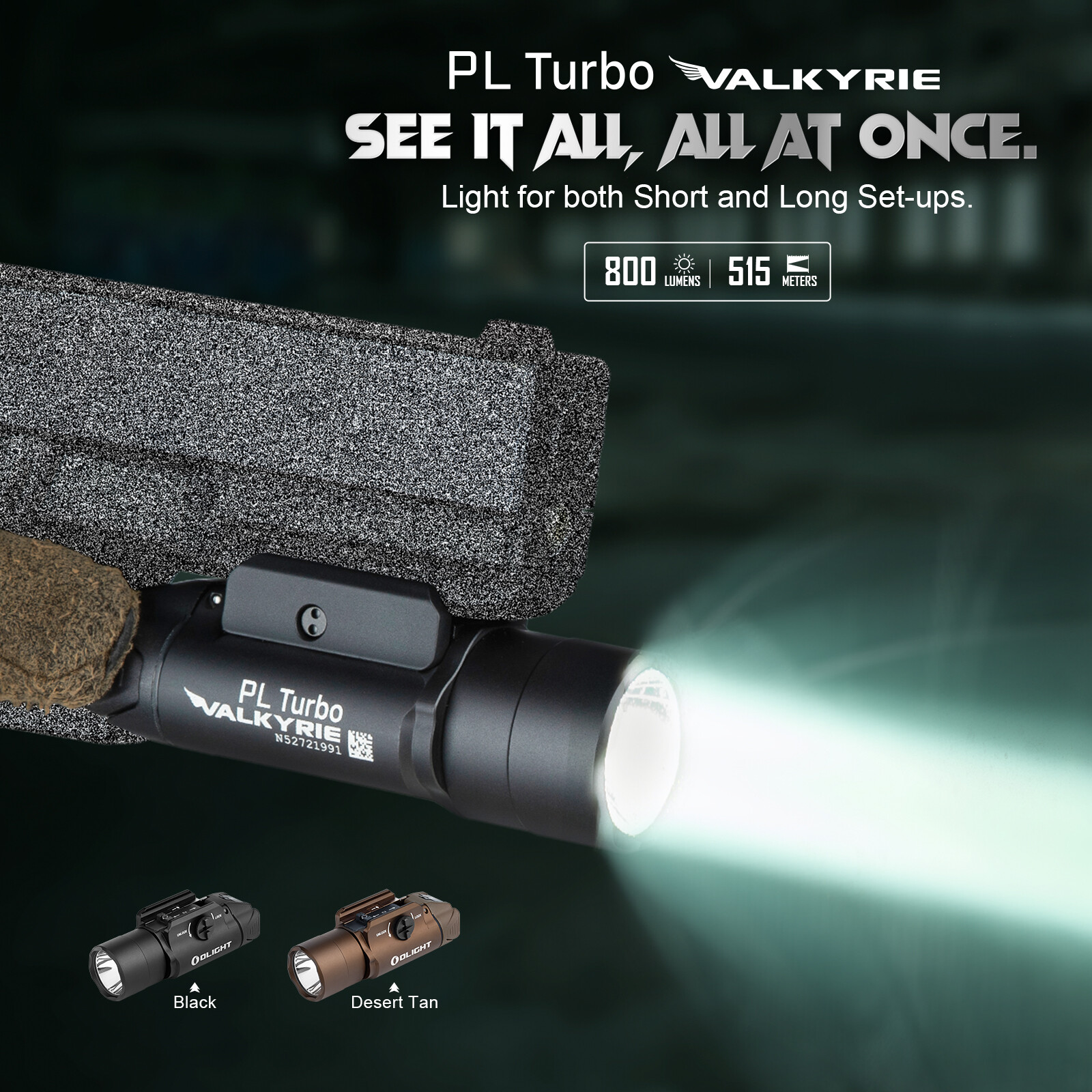 Olight PL Turbo Valkyrie Rail Mounted Light Weaponlight Tactical Light 800 Lumen
