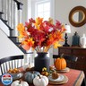 INXUGAO 6 Pcs Artificial Maple Leaves Stems 21.6“ Fake Fall Leaves Plants Outdoor Greenery for Home Farmhouse Thanksgiving Table Centerpiece Fireplace Halloween Décor, Orange Red