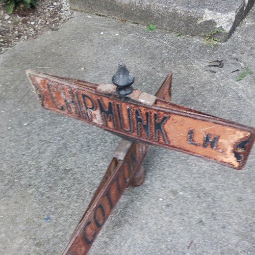 Antique 2 way double sided Porcelain Enamel Street Corner Sign 1930s Sunbury Oh