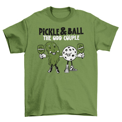 Funny pickleball pickle and ball odd couple tshirt