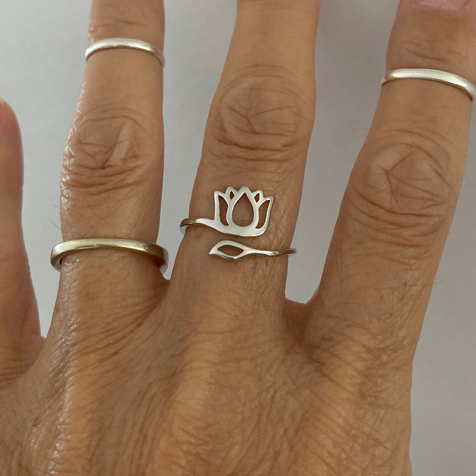 Sterling Silver Lotus Ring, Flower Ring, Silver Rings, Yoga
