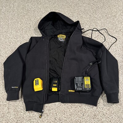 DeWalt Heated Black Hooded Work Jacket DCHJ061 Battery Charger Included! Large