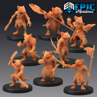RAT WARRIOR, Dungeons and Dragons Miniature, D&D RPGs Fantasy Ratmen Bandit